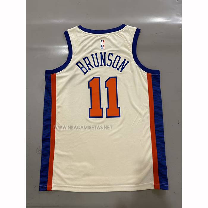 Camiseta New York Knicks Jalen Brunson NO 11 Ciudad 2025-26 Crema